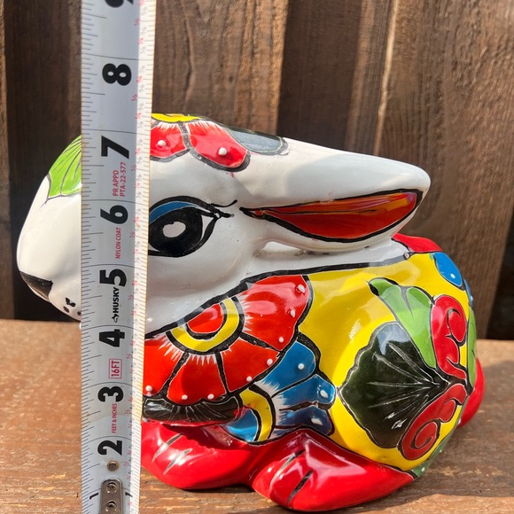 Colorful Ceramic Rabbit Planter, Pottery. - Picture 6 of 7